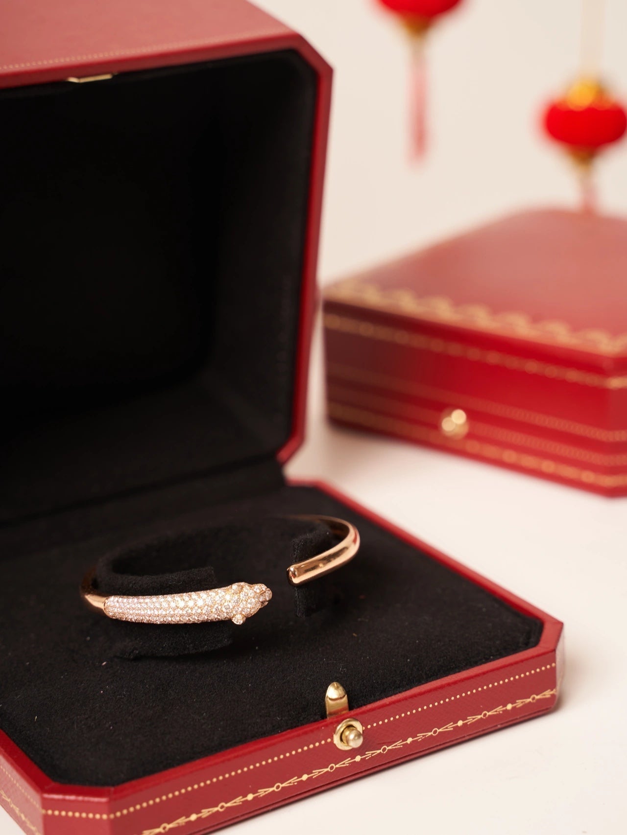 ¡®Twinkle jewelry¡¯PANTHERE ROSE GOLD DIAMOND OPEN BRACELET