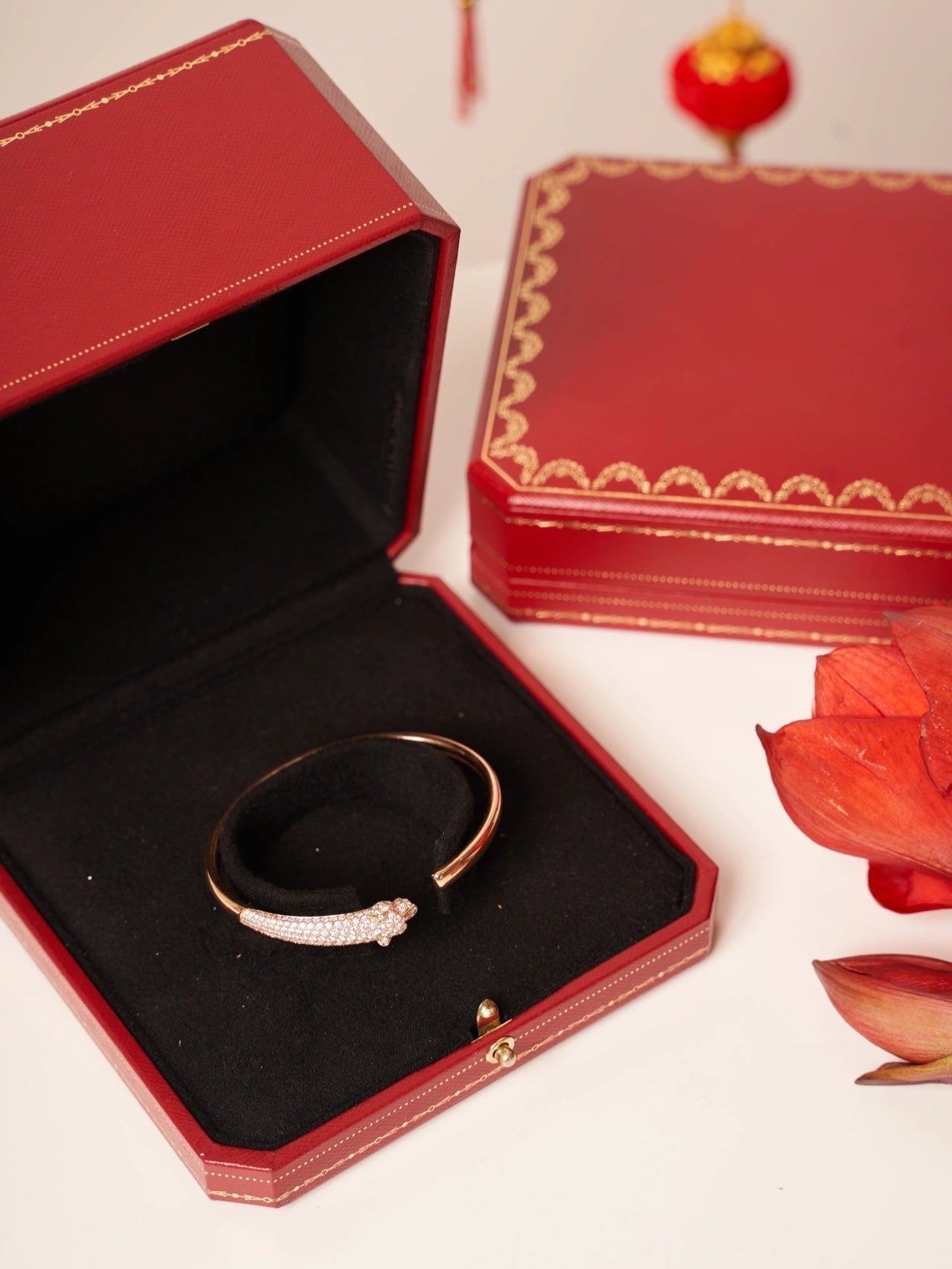 ¡®Twinkle jewelry¡¯PANTHERE ROSE GOLD DIAMOND OPEN BRACELET