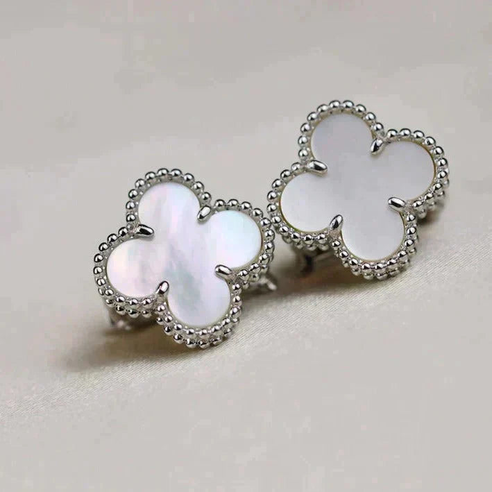 ¡®Twinkle jewelry¡¯CLOVER MEDIUM 1 MOTIFS  WHITE MOP EARRINGS SILVER