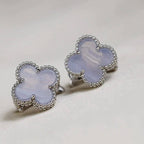 ¡®Twinkle jewelry¡¯CLOVER MEDIUM 1 MOTIFS  WHITE MOP EARRINGS SILVER