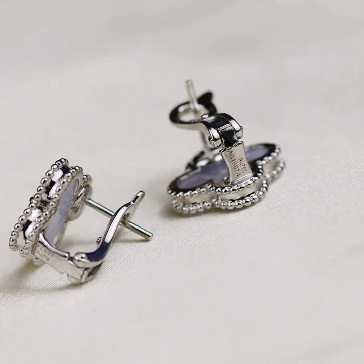 ¡®Twinkle jewelry¡¯CLOVER MEDIUM 1 MOTIFS  WHITE MOP EARRINGS SILVER