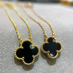 ¡®Twinkle jewelry¡¯CLOVER 15MM BLACK ONYX SINGLE FLOWER NECKLACE