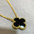 ¡®Twinkle jewelry¡¯CLOVER 15MM BLACK ONYX SINGLE FLOWER NECKLACE