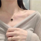 ¡®Twinkle jewelry¡¯CLOVER 15MM BLACK ONYX SINGLE FLOWER NECKLACE