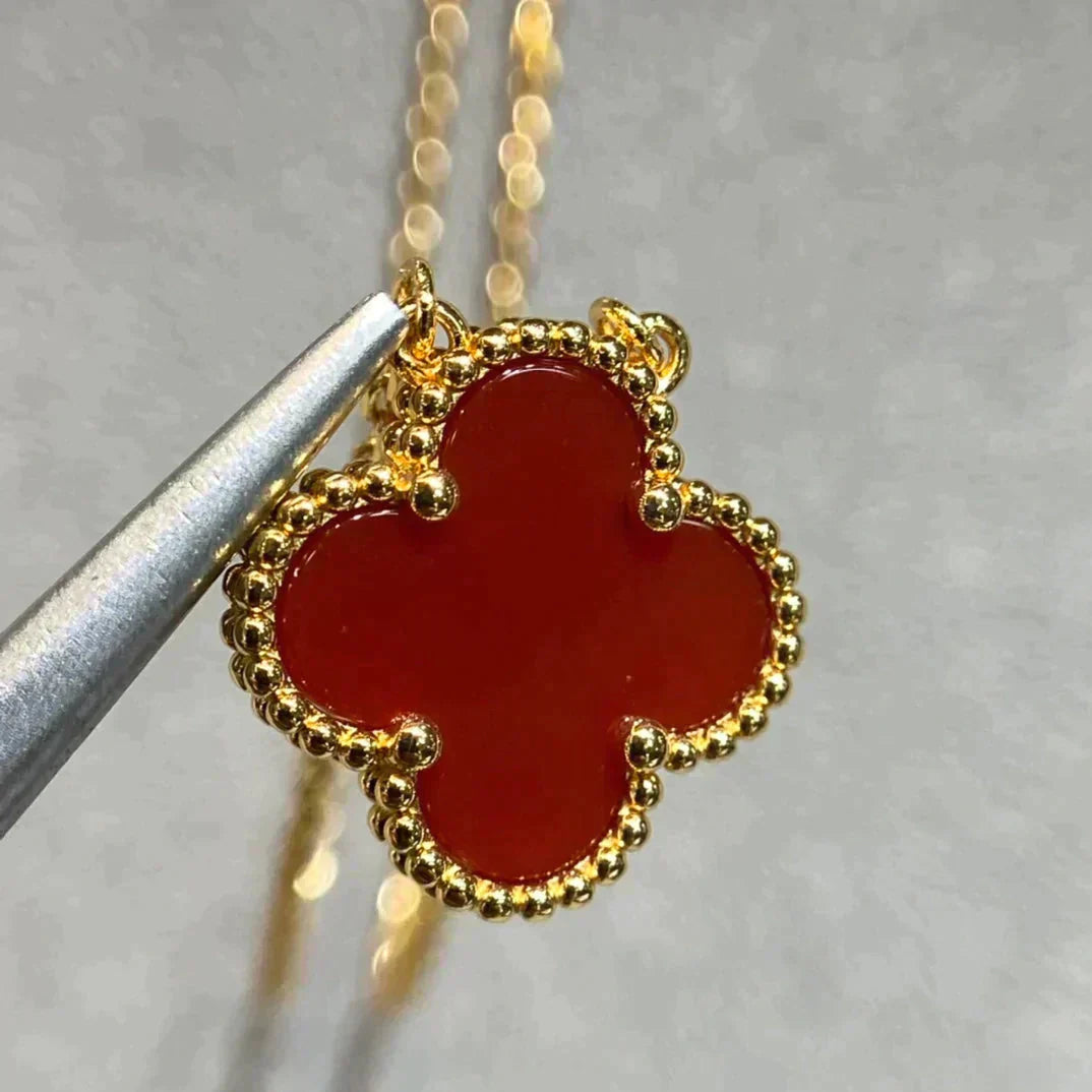 ¡®Twinkle jewelry¡¯CLOVER 15MM CARNELIAN SINGLE FLOWER NECKLACE