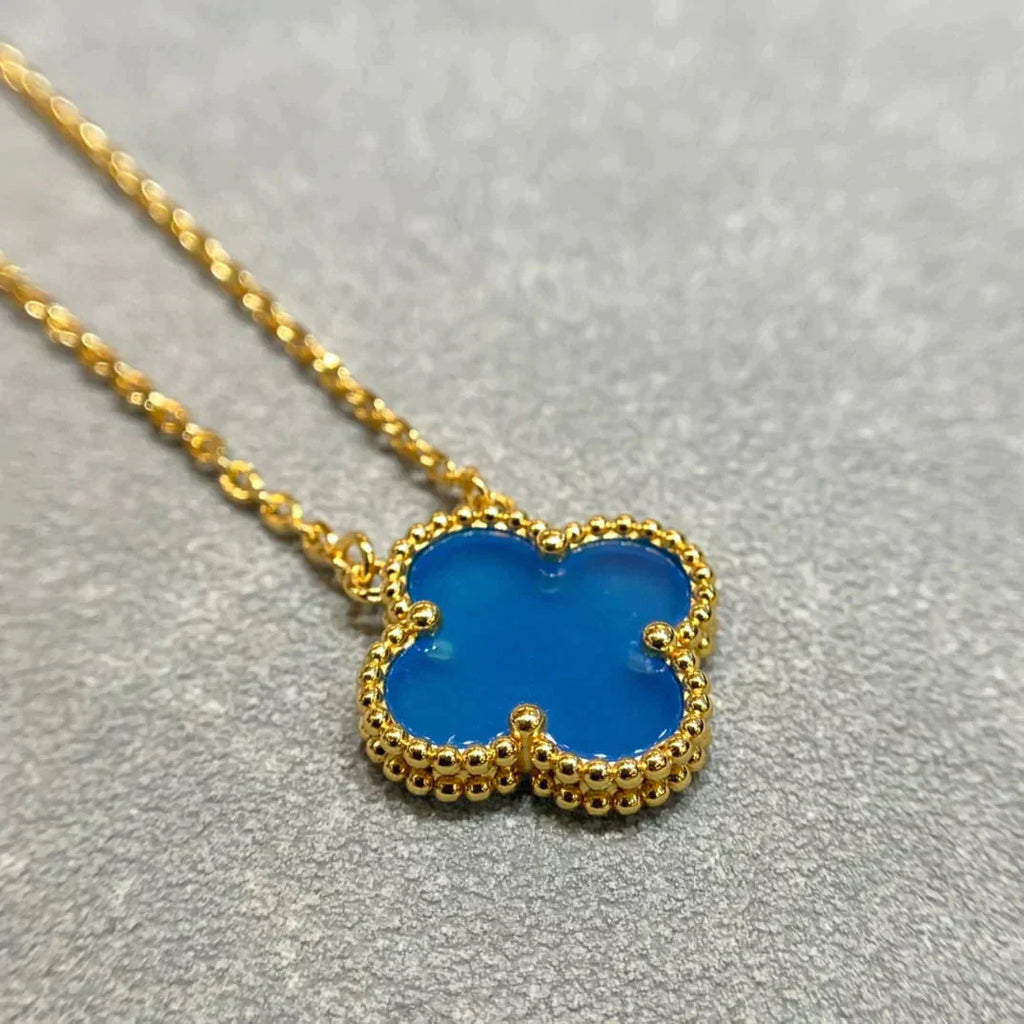 ¡®Twinkle jewelry¡¯CLOVER 15MM BLUE AGATE NECKLACE
