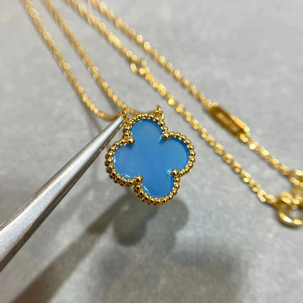¡®Twinkle jewelry¡¯CLOVER 15MM BLUE AGATE NECKLACE