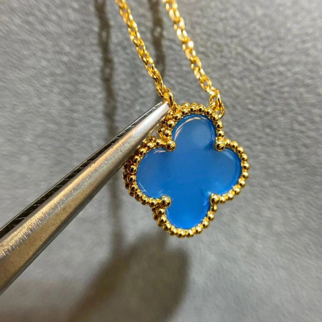 ¡®Twinkle jewelry¡¯CLOVER 15MM BLUE AGATE NECKLACE