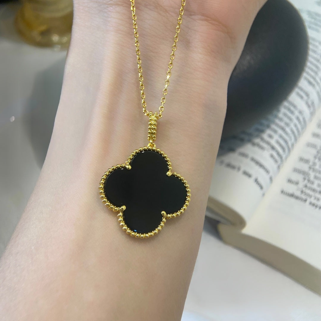 ¡®Twinkle jewelry¡¯CLOVER 25MM NECKLACE GOLD ONYX