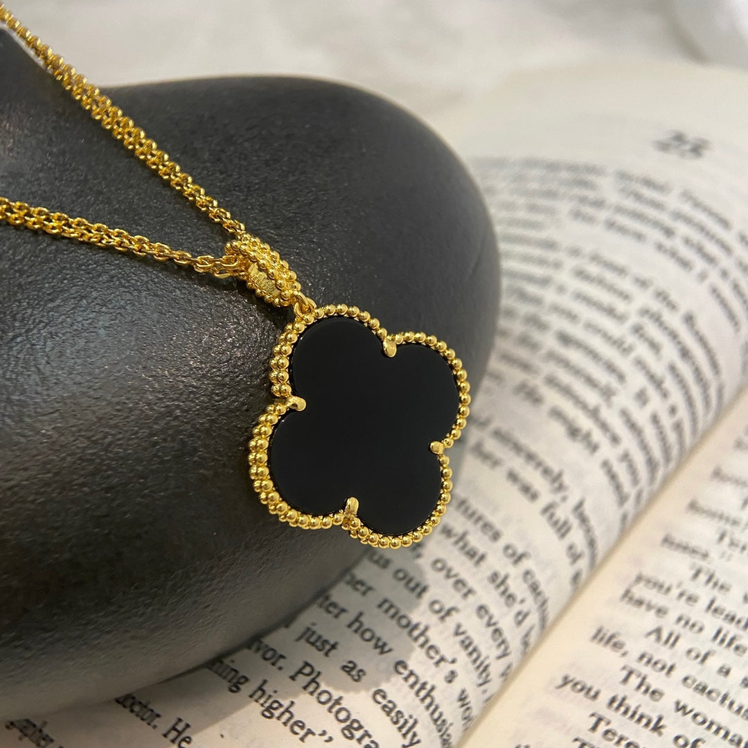 ¡®Twinkle jewelry¡¯CLOVER 25MM NECKLACE GOLD ONYX