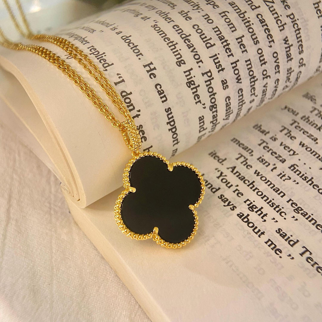 ¡®Twinkle jewelry¡¯CLOVER 25MM NECKLACE GOLD ONYX