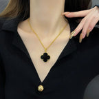 ¡®Twinkle jewelry¡¯CLOVER 25MM NECKLACE GOLD ONYX