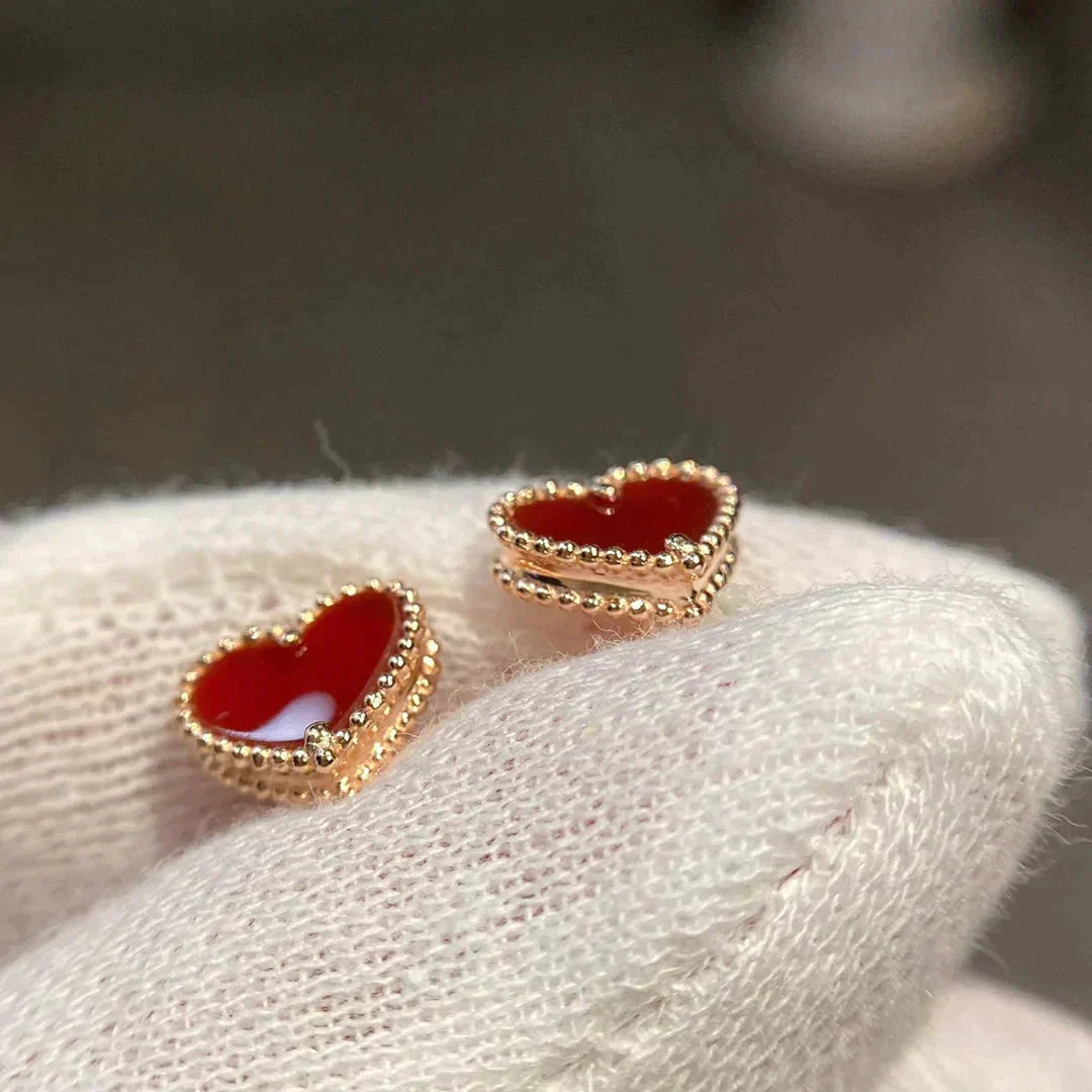 ¡®Twinkle jewelry¡¯HEART CARNELIAN STUD EARRINGS