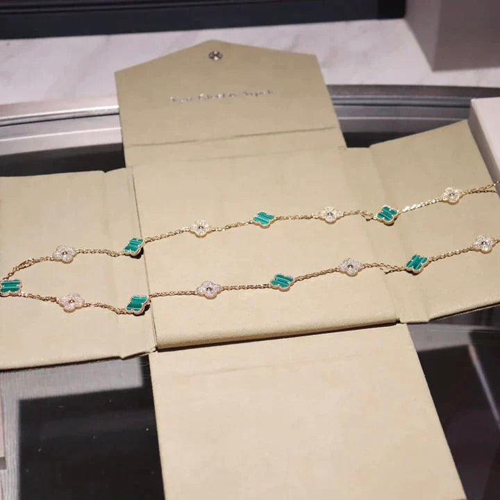 ¡®Twinkle jewelry¡¯CLOVER 20 MOTIFS MALACHITE DIAMOND NECKLACE