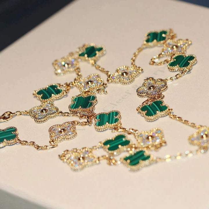 ¡®Twinkle jewelry¡¯CLOVER 20 MOTIFS MALACHITE DIAMOND NECKLACE