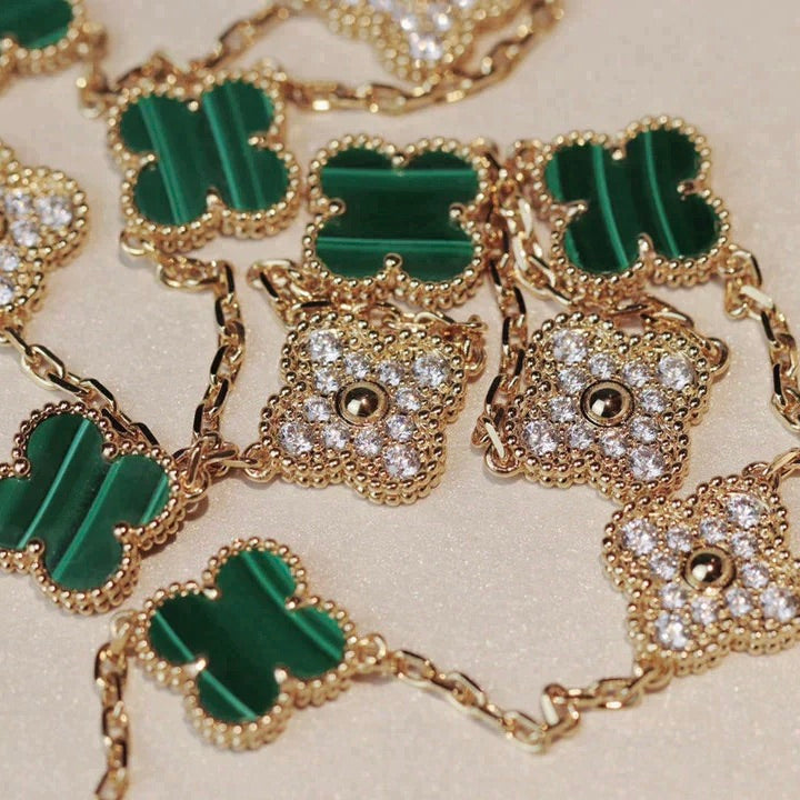 ¡®Twinkle jewelry¡¯CLOVER 20 MOTIFS MALACHITE DIAMOND NECKLACE