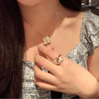 ¡®Twinkle jewelry¡¯CLOVER MOP DIAMOND ROSE GOLD NECKLACE