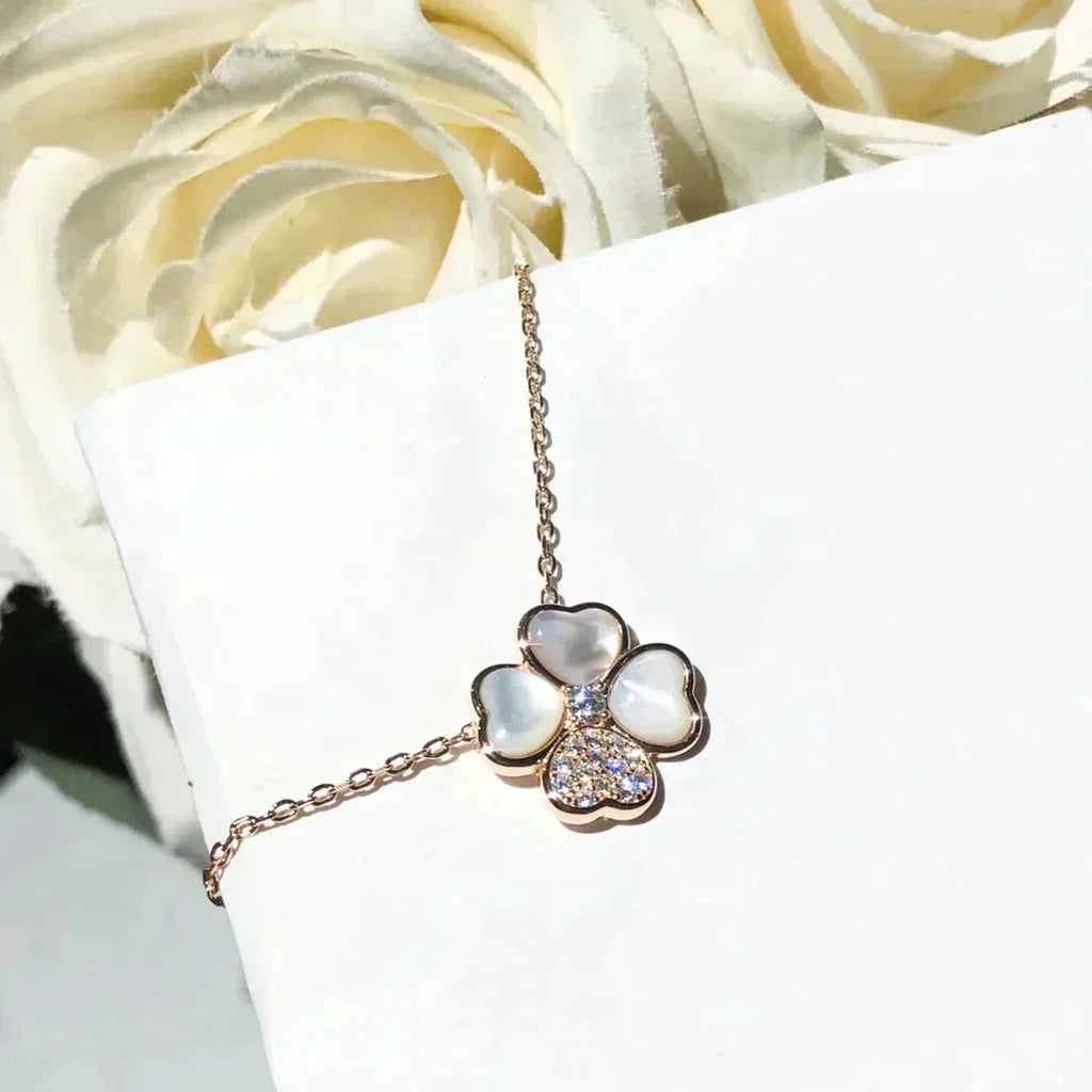 ¡®Twinkle jewelry¡¯CLOVER MOP DIAMOND ROSE GOLD NECKLACE