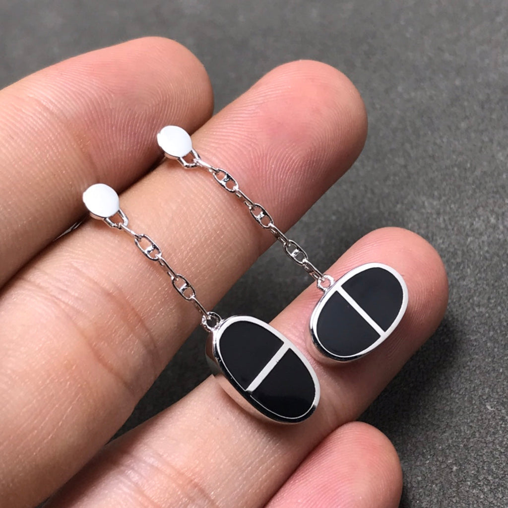 ¡®Twinkle jewelry¡¯CHAINE VERSO BLACK CERAMIC SILVER EARRINGS