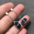 ¡®Twinkle jewelry¡¯CHAINE VERSO BLACK CERAMIC SILVER EARRINGS