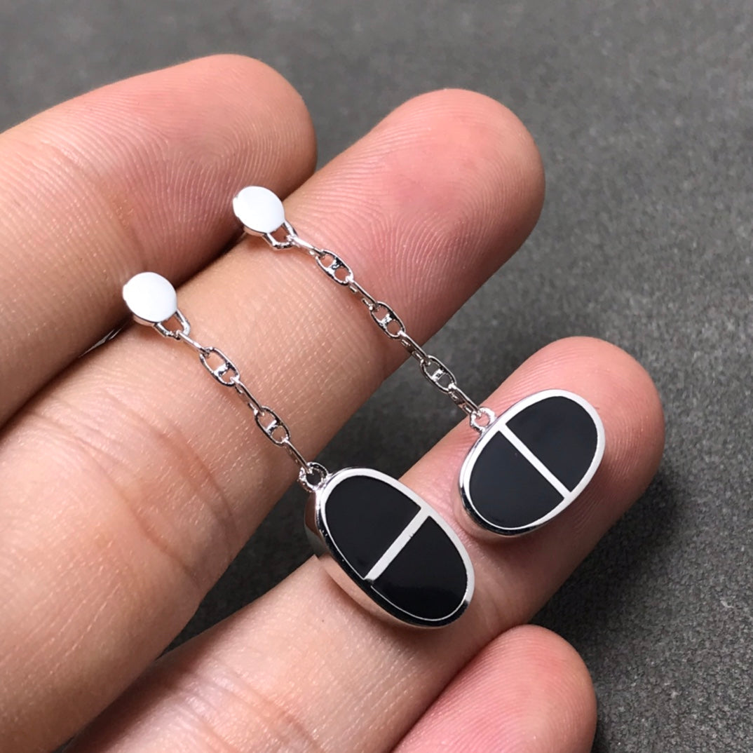 ¡®Twinkle jewelry¡¯CHAINE VERSO BLACK CERAMIC SILVER EARRINGS