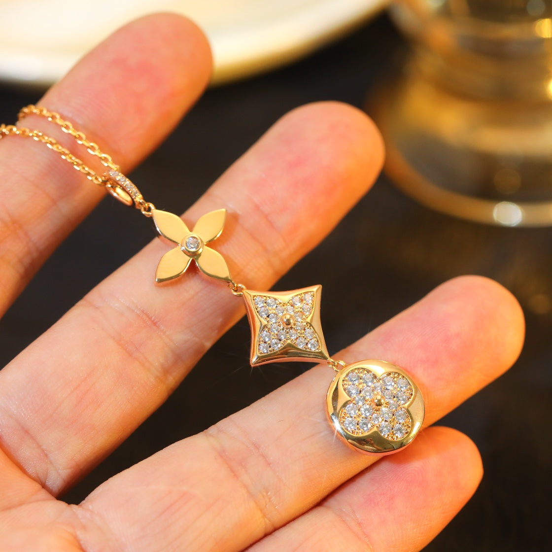 ¡®Twinkle jewelry¡¯STAR AND SUN DIAMOND PINK GOLD NECKLACE