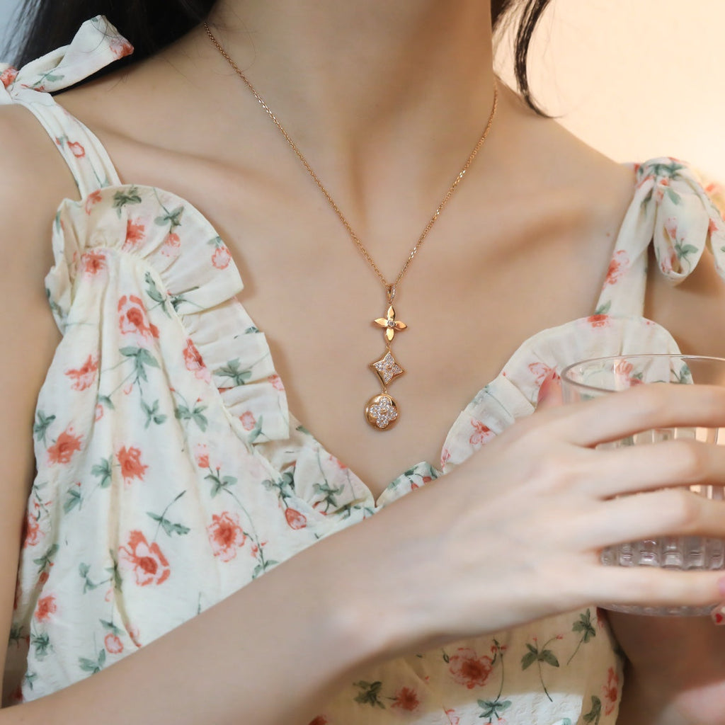¡®Twinkle jewelry¡¯STAR AND SUN DIAMOND PINK GOLD NECKLACE