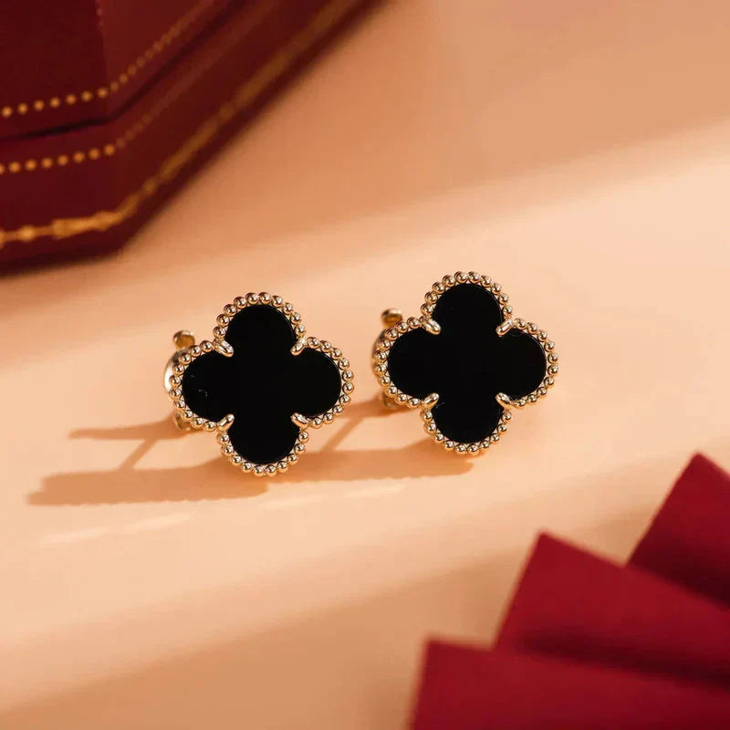 ¡®Twinkle jewelry¡¯CLOVER MEDIUM 1 MOTIFS  ONYX STUD EARRINGS