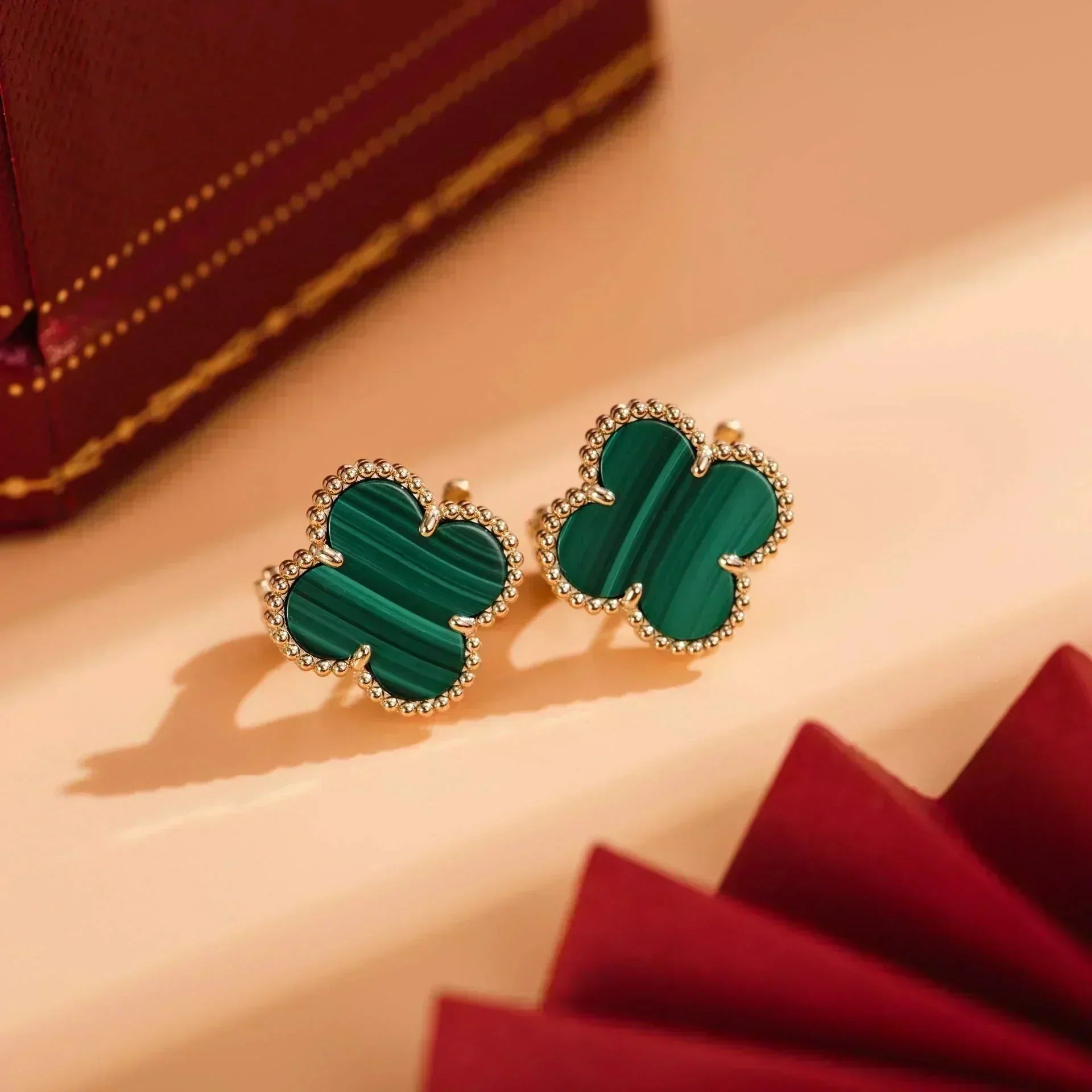 ¡®Twinkle jewelry¡¯CLOVER MEDIUM 1 MOTIFS MALACHITE  EARRINGS