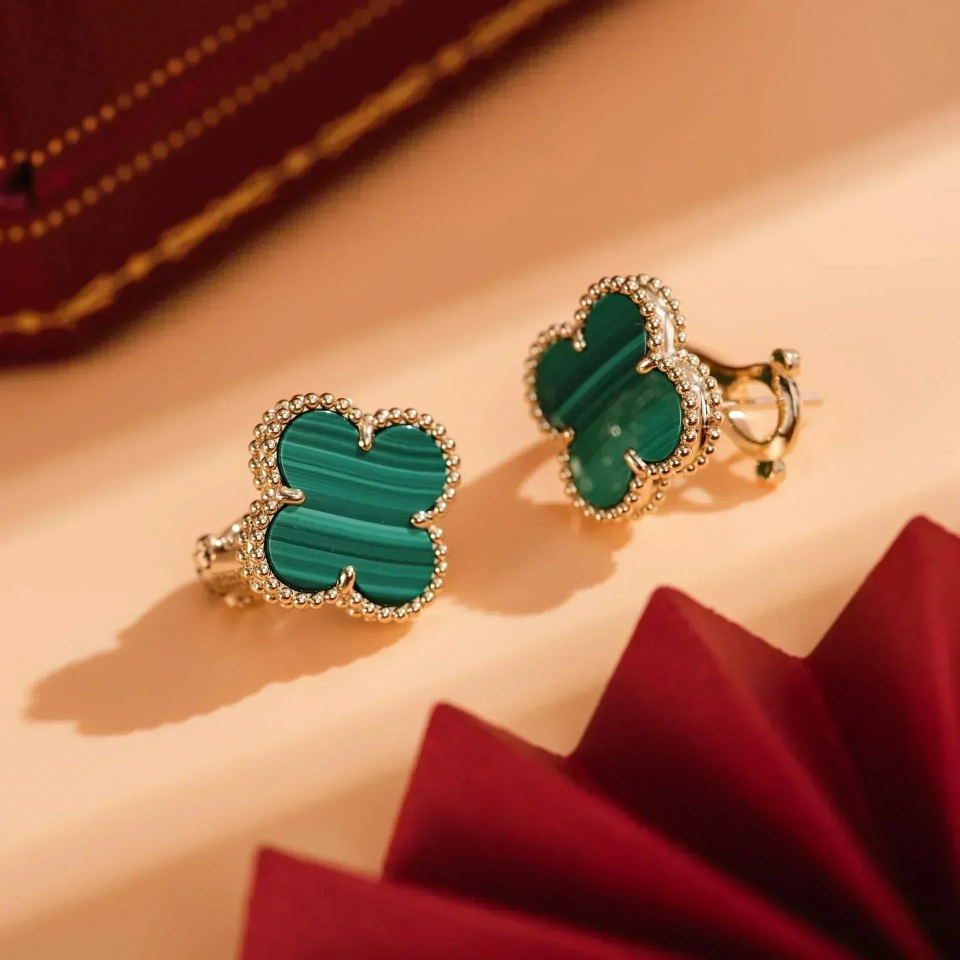 ¡®Twinkle jewelry¡¯CLOVER MEDIUM 1 MOTIFS MALACHITE  EARRINGS