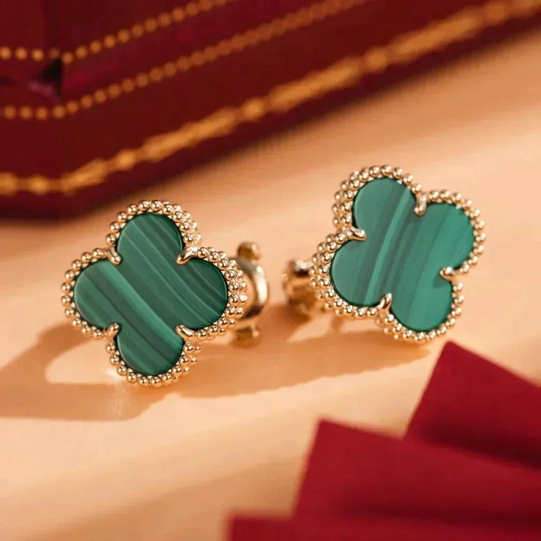 ¡®Twinkle jewelry¡¯CLOVER MEDIUM 1 MOTIFS MALACHITE  EARRINGS