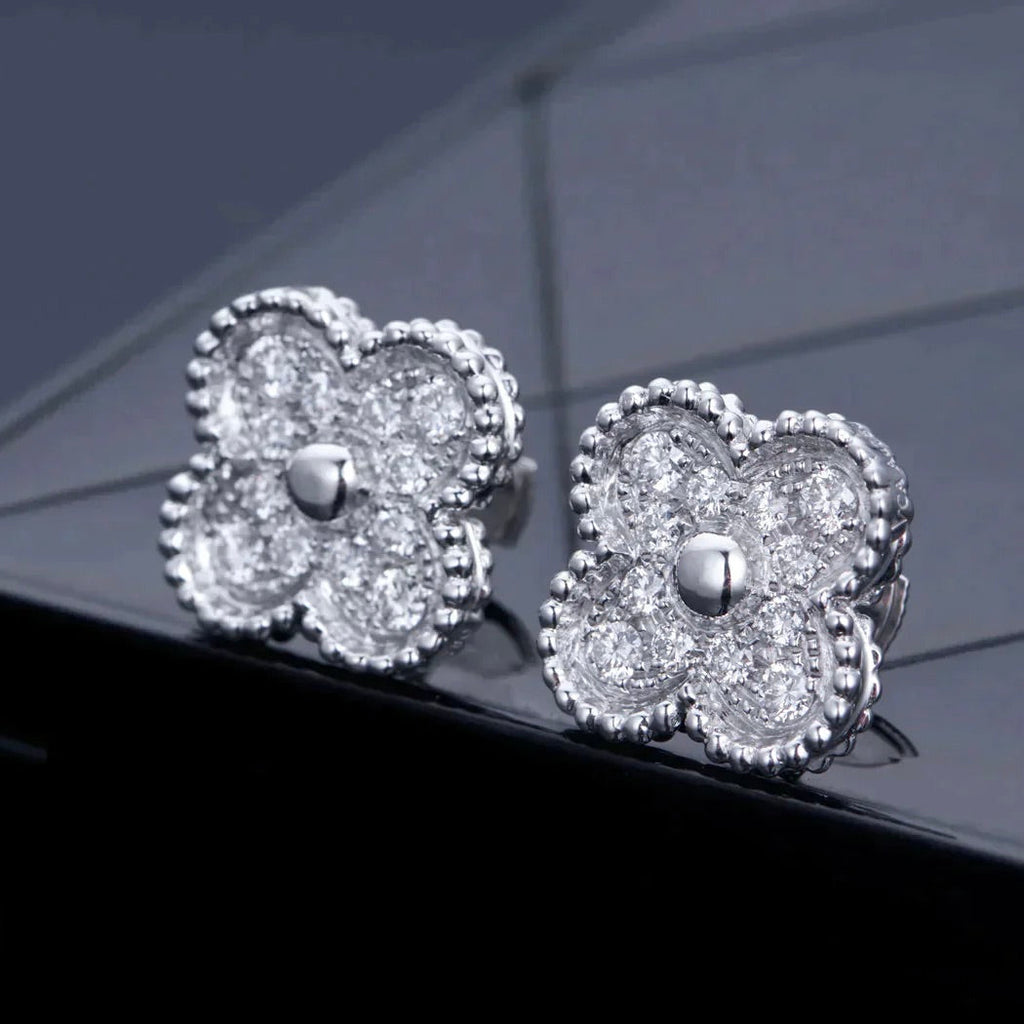¡®Twinkle jewelry¡¯CLOVER 1 MOTIFS DIAMOND STUD EARRINGS SILVER