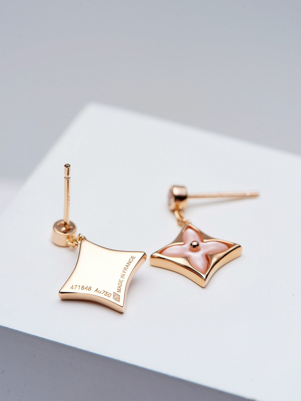 ¡®Twinkle jewelry¡¯DOUBLE STAR PINK GOLD MOP DROP EARRINGS
