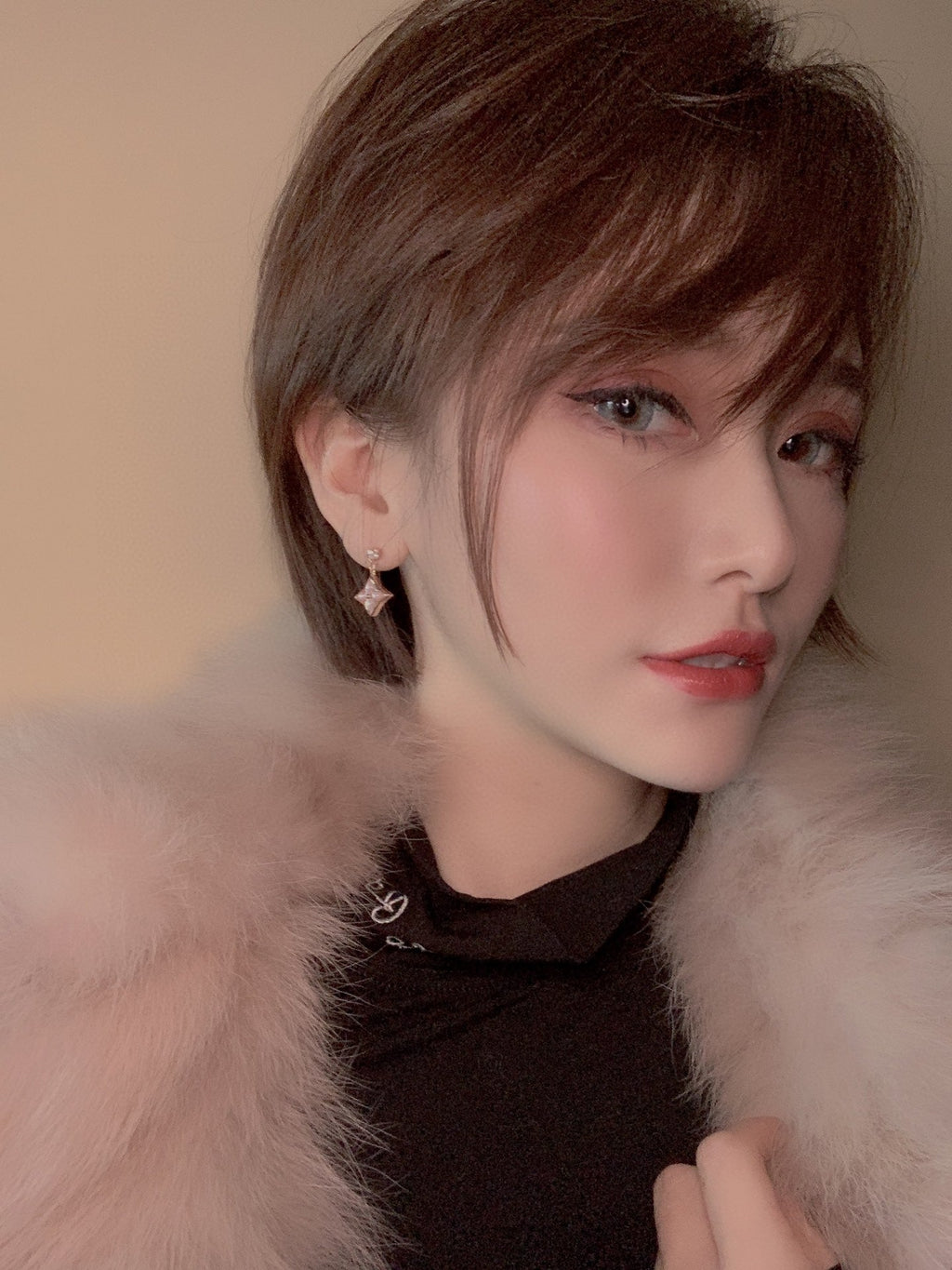 ¡®Twinkle jewelry¡¯DOUBLE STAR PINK GOLD MOP DROP EARRINGS