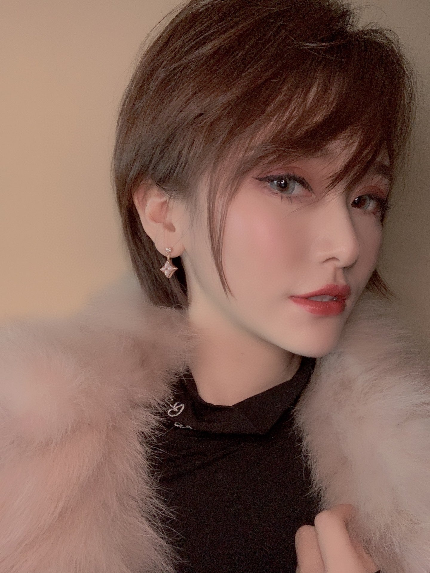 ¡®Twinkle jewelry¡¯DOUBLE STAR PINK GOLD MOP DROP EARRINGS