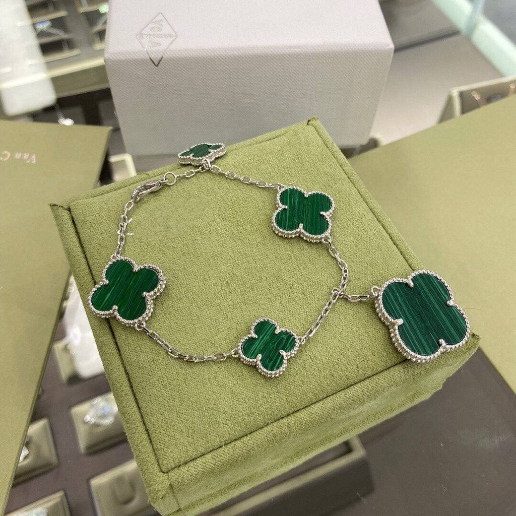 ¡®Twinkle jewelry¡¯CLOVER 5 MOTIFS SIVLER MALACHITE BRACELET