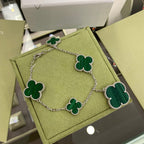 ¡®Twinkle jewelry¡¯CLOVER 5 MOTIFS SIVLER MALACHITE BRACELET