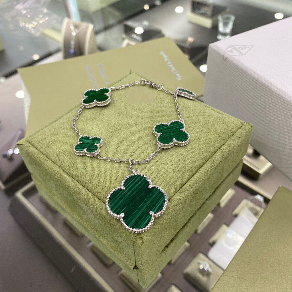 ¡®Twinkle jewelry¡¯CLOVER 5 MOTIFS SIVLER MALACHITE BRACELET