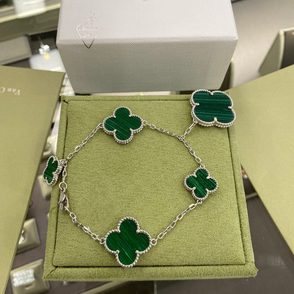 ¡®Twinkle jewelry¡¯CLOVER 5 MOTIFS SIVLER MALACHITE BRACELET