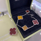 ¡®Twinkle jewelry¡¯CLOVER 5 MOTIFS SIVLER CARNELIAN TIGER EYE BRACELET