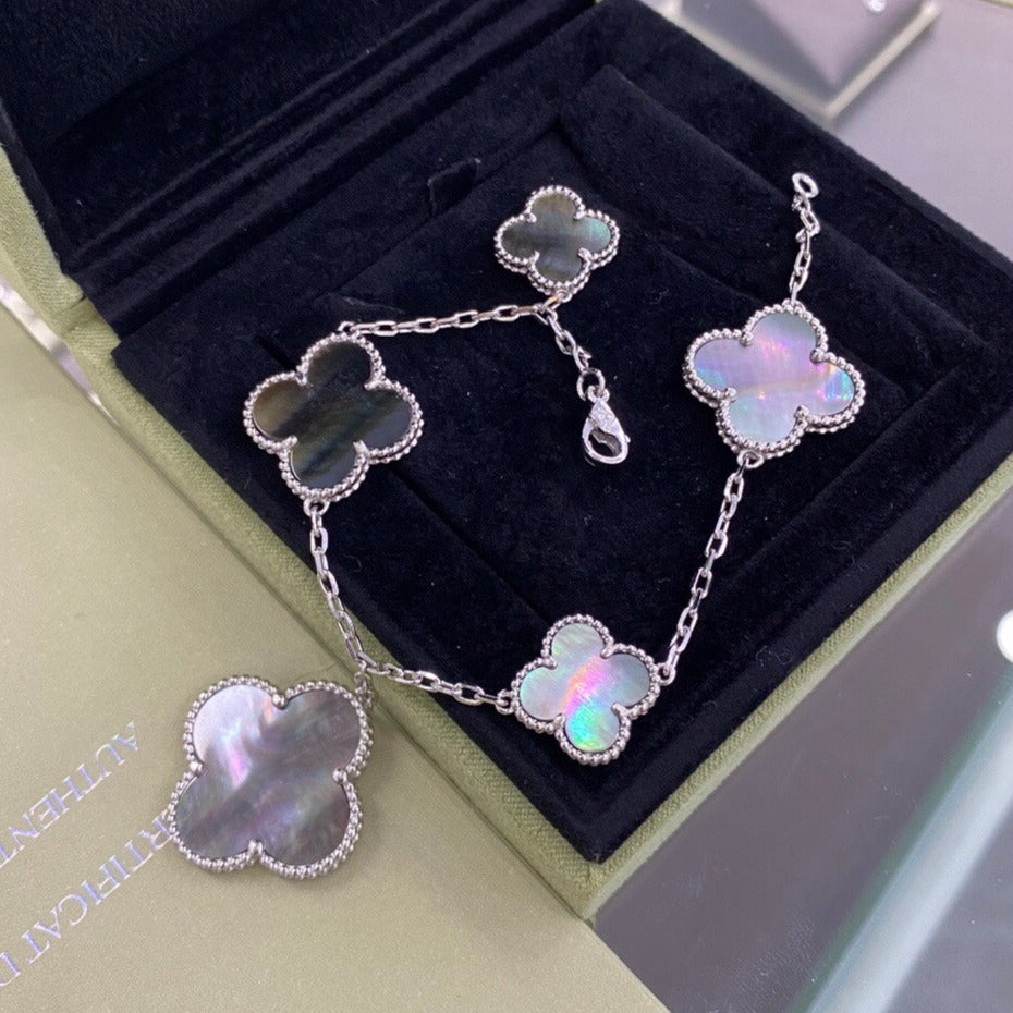 ¡®Twinkle jewelry¡¯CLOVER 5 MOTIFS SIVLER DARK MOP BRACELET