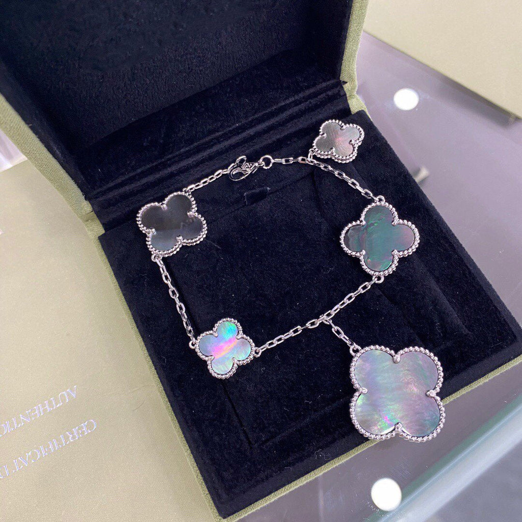 ¡®Twinkle jewelry¡¯CLOVER 5 MOTIFS SIVLER DARK MOP BRACELET