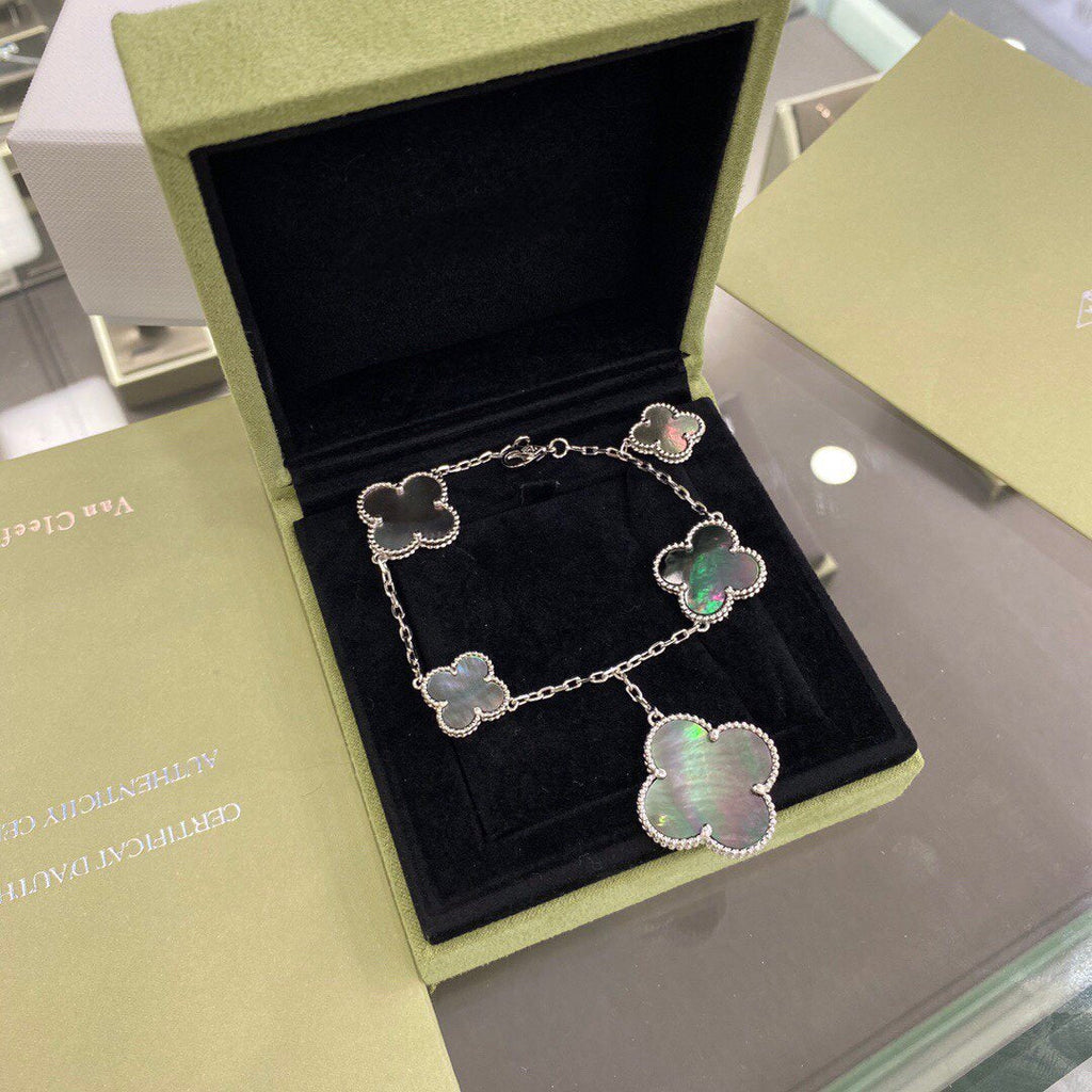 ¡®Twinkle jewelry¡¯CLOVER 5 MOTIFS SIVLER DARK MOP BRACELET