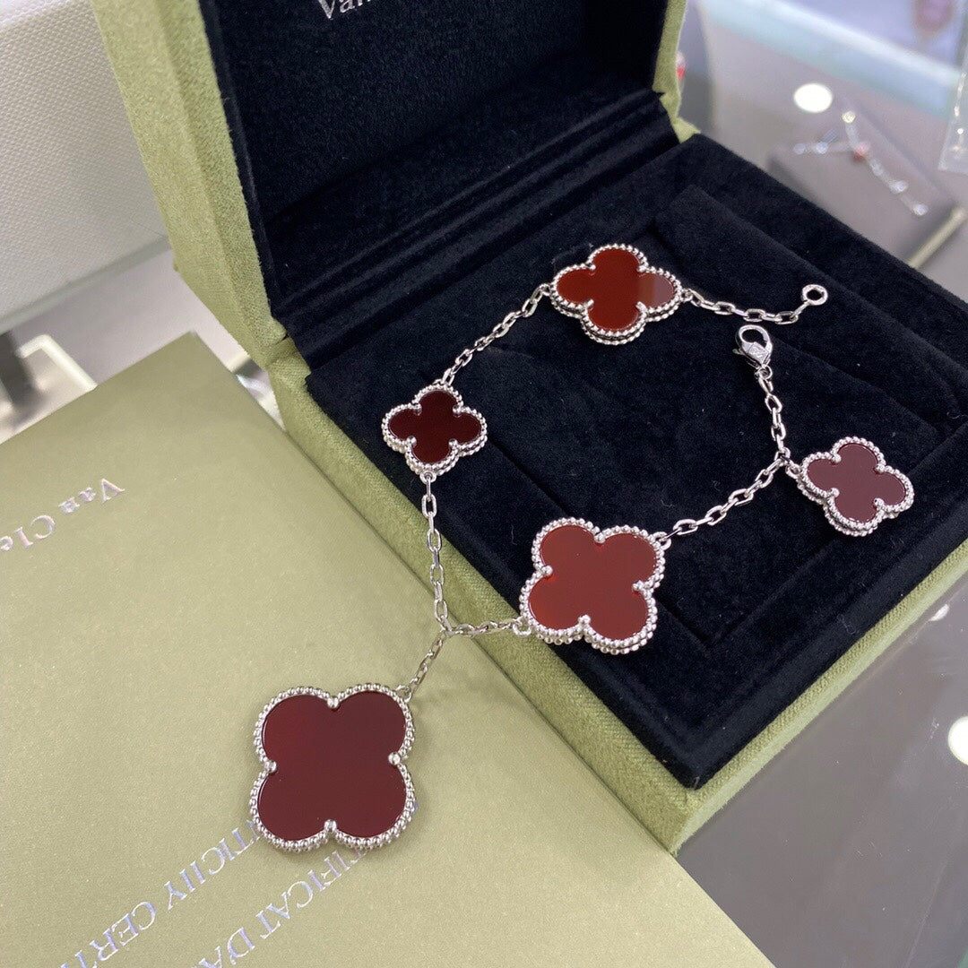 ¡®Twinkle jewelry¡¯CLOVER 5 MOTIFS SIVLER CARNELIAN BRACELET