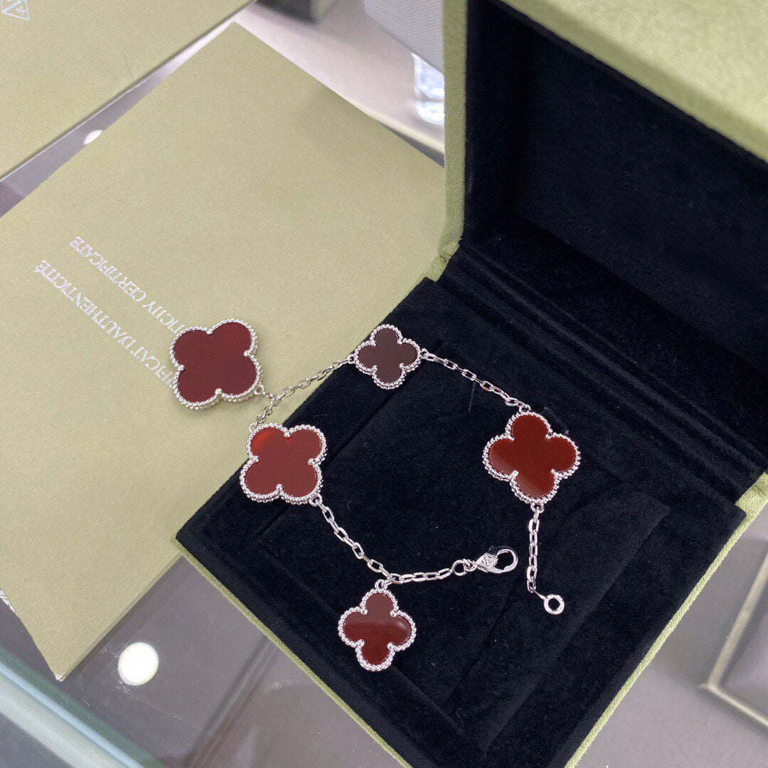 ¡®Twinkle jewelry¡¯CLOVER 5 MOTIFS SIVLER CARNELIAN BRACELET