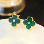 ¡®Twinkle jewelry¡¯CLOVER MEDIUM 1 MOTIFS MALACHITE DIAMOND EARRINGS