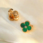 ¡®Twinkle jewelry¡¯CLOVER MEDIUM 1 MOTIFS MALACHITE DIAMOND EARRINGS