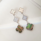¡®Twinkle jewelry¡¯CLOVER 3 MOTIFS CHALCEDONY DARK MOP SILVER EARRINGS
