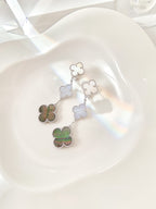 ¡®Twinkle jewelry¡¯CLOVER 3 MOTIFS CHALCEDONY DARK MOP SILVER EARRINGS