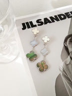 ¡®Twinkle jewelry¡¯CLOVER 3 MOTIFS CHALCEDONY DARK MOP SILVER EARRINGS